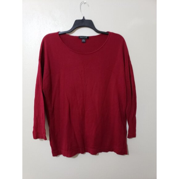 August Silk burgundy, long sleeve, lightweight,  fuzzy sweater, size XL - Picture 1 of 7